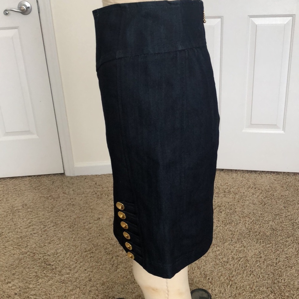 Anthropologie Leifsdottir Nautical Denim Navy Skirt Sz 2 NWOT - Picture 4 of 8